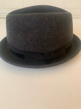 Charcoal Gray 100% Wool Bowler Derby Hat Classic Felt Fedora Style Size Medium